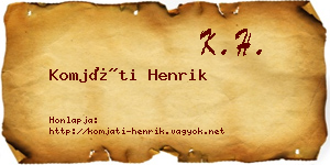 Komjáti Henrik névjegykártya